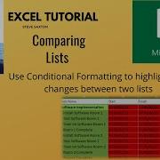 This Video Explains How To Compare Two Lists With Conditional Formatting