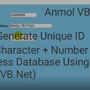 How To Generate Unique ID Character And Number In Visual Basic Access Database Anmol VB Net