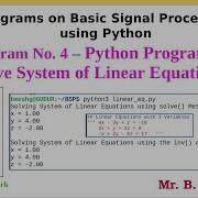 Python Program To Solve System Of Linear Equations Experiment No 3 Of Basic Signal Processing Lab