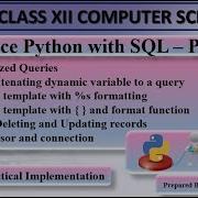 Interface Python With My SQL Part 4 Parameterized Queries CRUD Operations CBSE Class 12 CS
