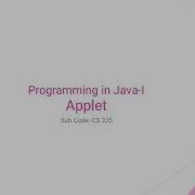 T Y B Sc Comp Sci Programming In Java I Applet Lecture 1