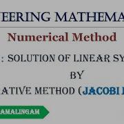 Solutions Of Linear System By Using Iterative Method Jacobi Method In Tamil
