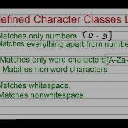 11 Master Regular Expressions Predefined Character Classes List 1 Part 1