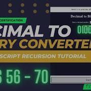 JavaScript Recursion Project Decimal To Binary Converter Steps 56 70 FreeCodeCamp Solutions