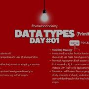 Dynamo Zero To Hero 56th Batch Day 01 Primitive Data Types Step By Step