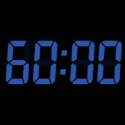 60 Seconds Digital Countdown Timer Black Background Blue Text No Sounds