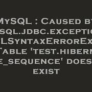 MySQL Caused By Com Mysql Jdbc Exceptions Jdbc4 MySQLSyntaxErrorException Table Test Hibernate