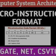 L 1 25 Microinstruction Format In Computer Architecture Computer Organization COA CSA