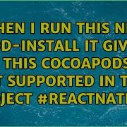 When I Run This NPX POD INSTALL It Gives Me This COCOAPODS IS NOT SUPPORTED IN THIS PROJECT