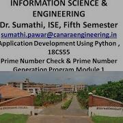 VTU PYTHON 18CS55 M1 L9 Prime Number Check And Generation