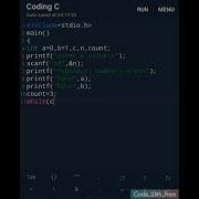 C Program To Print Fibonacci Sequence C Programming Shorts Short Youtubeshorts