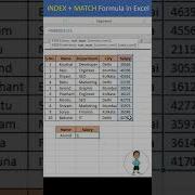 INDEX MATCH Formula In Excel Exceltutorial Excel Exceltips Exceltutorial Microsoftexcel