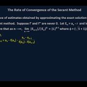 The Rate Of Convergence Of The Secant Method