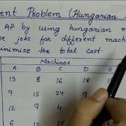 Lec 29 Assignment Problem Hungarian Method In Hindi Operation Research