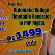 Systematic College Time Table Allocation System Finalyear Project In PHP MySQL Fullstackdevelopment