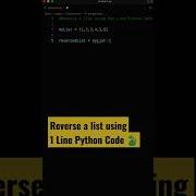 Reverse A List Using One Line Python Code Shorts Coding Programming