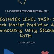 LGM Data Science Internship TASK 2 Stock Market Prediction And Forecasting Using Stacked LSTM