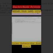 MEAN VAR AND STD NUMPY HACKERRANK PYTHON PROGRAMMING Shortvideo Shorts Hackerrank