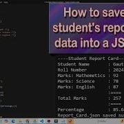 A Very Simple Student Report Card By Python With Save Data In Json File