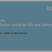 OneSearch How To Find An Article By Title And Author