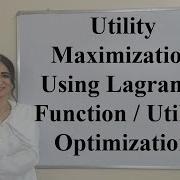 Utility Maximization Using Lagrange Function Utility Optimization