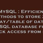 MySQL Efficient Methods To Store 2D Array Table Of Data In A SQL Database For Quick Access From Ph