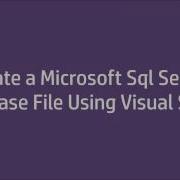 Create Sql Server Database File Using VisualStudio 2015