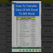 Transfer Excel Data To Word