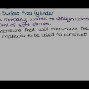 Optimization Minimum Surface Area Of A Cylinder