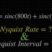 Nyquist Rate Nyquist Interval Sinc Function Solved Problem