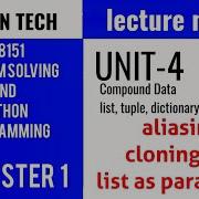 GE8151 PROBLEM SOLVING AND PYTHON PROGRAMMING PSPP Manojkumar Lectures List As Parameters