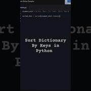 Sort Dictionary By Keys In Python Python Coding Pythonprogramming Code Sorting
