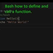 Bash How To Define And Call A Function