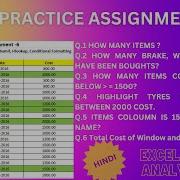 Excel Practice Assignment 6 Excel Formula Excel Basics Of Data Analysis Excelforbegginers