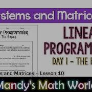 Linear Programming Day 1 The Basics Algebra 2