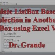 Populate ListBox Based On Selection In Another ListBox Using Excel VBA