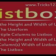 VBA Macros Add Columns Dynamically To The Listbox Change Height And Width Of Userform Listbox