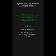 Isspace Method Python String Methods