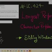 LeetCode 424 Longest Repeating Character Replacement Sliding Window HashTable