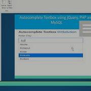 Autocomplete Textbox Using JQuery PHP And MySQL