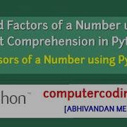 How To Find Factors Of A Number Using List Comprehension In Python Divisors Of A Number In Python
