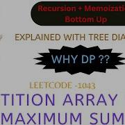 Partition Array For Maximum Sum Why DP Recursion Memo Bottom Up Leetcode 1043