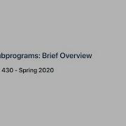 Subprogram And Parameter Passing Intro