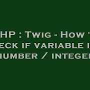 PHP Twig How To Check If Variable Is A Number Integer