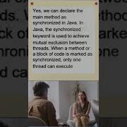 14 720 Can We Declare The Main Method As Synchronized In Java Java Synchronization Program