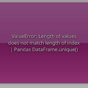 ValueError Length Of Values Does Not Match Length Of Index Pandas DataFrame Unique