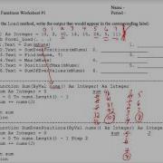 VB Tracing Arrays And Functions Worksheet 1