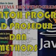 Contoh Program CRUD Prosedur Dan Methods Pada Java