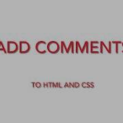 HTML CSS How To Add Comments