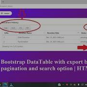Bootstrap Datatable With Export Buttons Pagination And Search Option HTML CSS JS